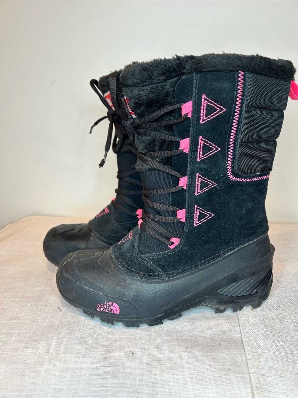 The North Face Kids Black Boots with Pink Accents
